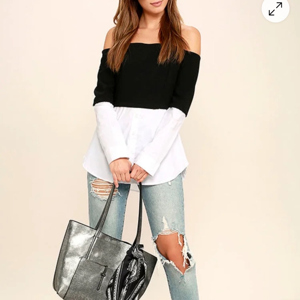 Perfect condition! Elegant Black and White Top - Picture 3 of 16